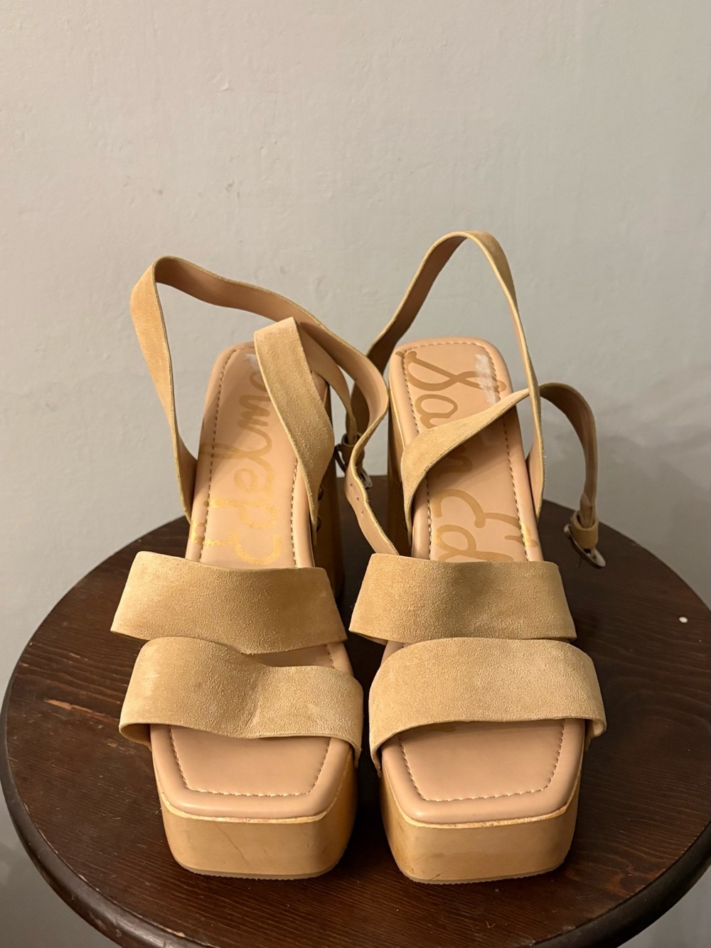 Sam Edelman Beige Suede Platform Sandals